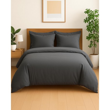 100% Organic Cotton Duvet Cover Set – Sateen Weave, Grey | Full/Queen (90"x90")
