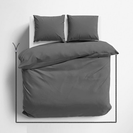 3 Side Zipper Duvet Cover Set – Queen Size, Dark Grey | Microfiber Bedding Set