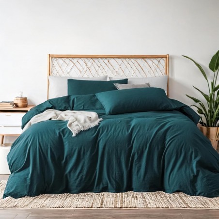 Midnight Green Duvet Cover Set – Ultra Soft 160 GSM, King Size (104"x90", 3pcs)