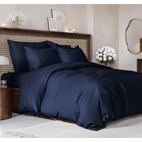 Navy Blue Duvet Cover Set – King Size 3-Piece, Ultra Soft Hotel Luxury (104"x90")