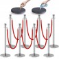 Kaiyomi 8Pcs Stanchion Posts with Red Velvet Ropes – Silver Crowd Control Kit for Red Carpet & Events