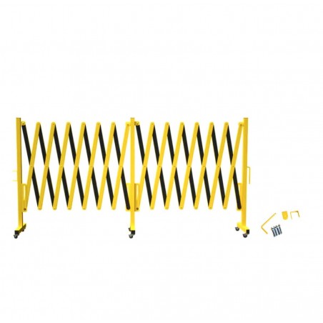 Trafford Industrial Expandable Metal Barricade – 16FT Mobile Safety Barrier Gate (Yellow & Black)