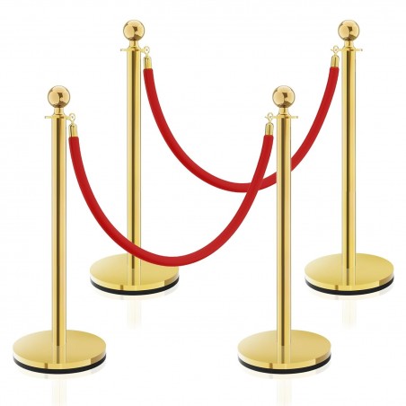 Crowd Control Stanchion – 4PCS Red Carpet Poles with 5FT Red Rope for Theaters, Hotels, Clubs & Ceremonies