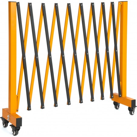 11.5FT Expandable Barricade Gate – Alloy Retractable Fence with Wheels for Industrial & Residential Use (Yellow)