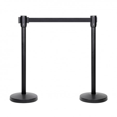 Amazon Basics Premium Crowd Control Stanchions – 2 Pack with 6.5FT Retractable Belts (Black)