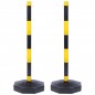 2PCS Warning Post Safety Barricade – Portable Plastic Traffic Bollard with Fillable Base