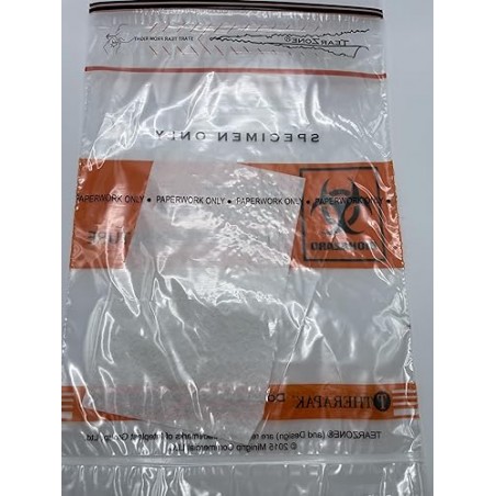 Double Zipper Specimen Bags with Absorbent Pads – 6x9in, 3-Wall, 100 Bags, Red Biohazard
