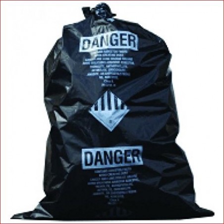 33 x 50 x 6 Mil Printed Black Asbestos Bags – OSHA Compliant (75 Bags/Roll)