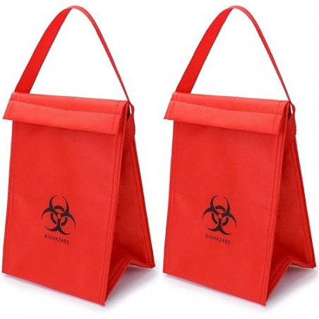 QWORK Medical Specimen Transport Bag – 2 Pack Biohazard Cooler Bags (6.75" x 10" x 5.75") – Red