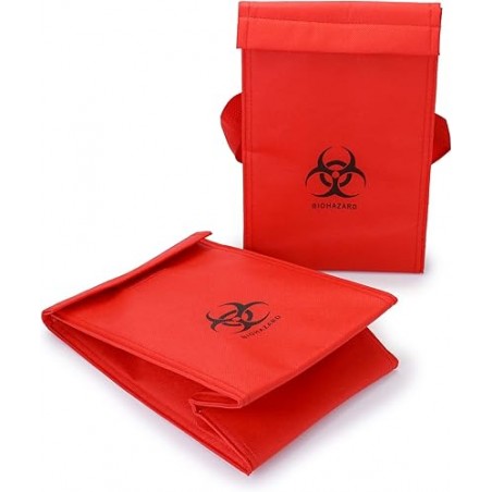 QWORK Medical Specimen Transport Bag – 2 Pack Biohazard Cooler Bags (6.75" x 10" x 5.75") – Red