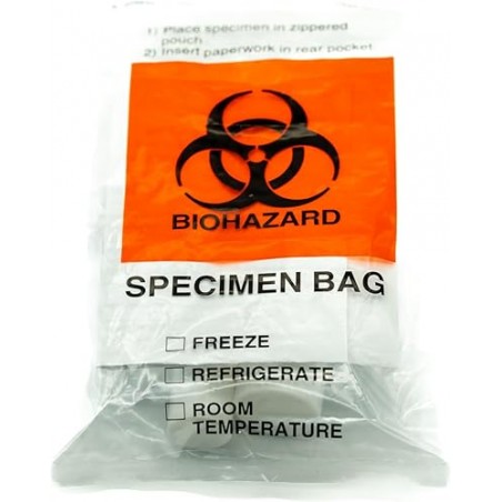 Specimen Biohazard Bags with Extra Pocket – 6"x9" (Pack of 1,000) by BioRx Sponix