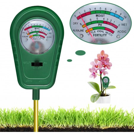 3-in-1 Soil Moisture Meter – pH, Moisture & Fertility Tester for Indoor/Outdoor Plants