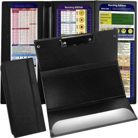 2Pack Nursing Clipboard Foldable – Pocket-Size Nurse Clipboard with 3 Layers, Black