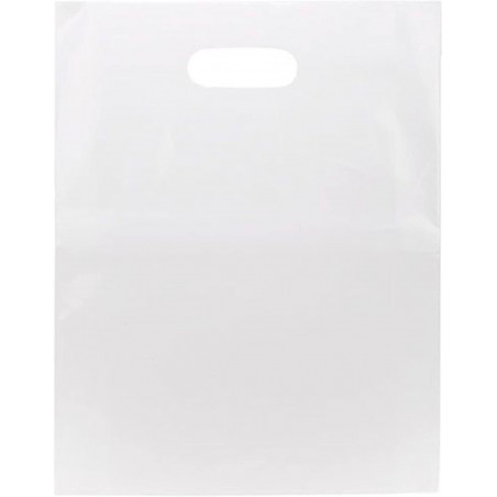 100 Clear Handle Bags 12x15 – Extra Thick 2.25 Mil Plastic Shopping Merchandise Gift Bags