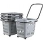 Plastic Shopping Baskets with Wheels – 50L Large Rolling Basket (4 Pack, Gray)