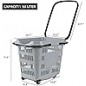 Plastic Shopping Baskets with Wheels – 50L Large Rolling Basket (4 Pack, Gray)