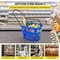 Mophorn 6PCS Plastic Rolling Shopping Baskets with Wheels – Blue, Handles