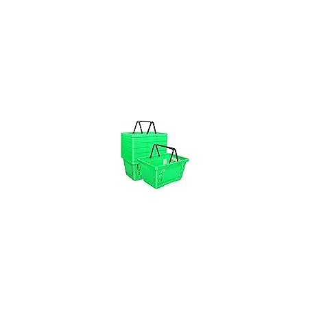 12 Pcs Plastic Shopping Baskets 20L – Green, with Handles