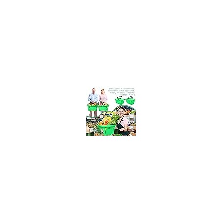 12 Pcs Plastic Shopping Baskets 20L – Green, with Handles