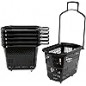 6PCS Shopping Carts 35L – Black Plastic Rolling Shopping Baskets with Handles
