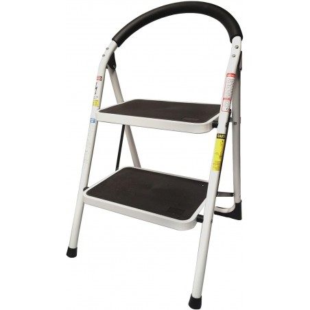 Heavy Duty Steel Reinforced Folding 2 Step Ladder Stool – 330 lbs Capacity