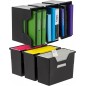 IRIS USA Medium Portable Desktop File Box with Open Lid, 6 Pack – Black