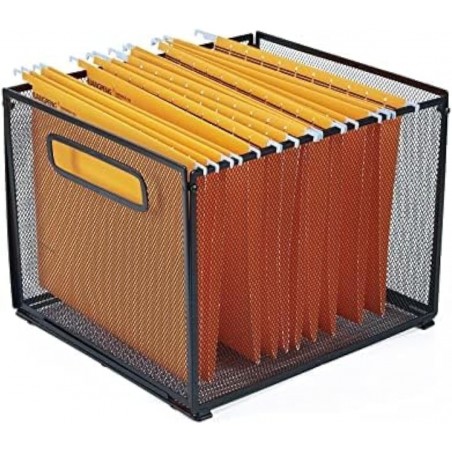 SETTFRFE Letter Size Hanging Folder Organizer – Metal Mesh File Storage Box, Office File Basket, Black