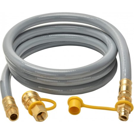 12ft Natural Gas Hose with Quick Connect Fittings for Propane Grill, Generator, Patio Heater, Pizza Oven (IMPA Code 350207)