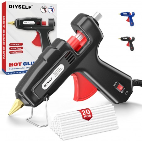 DIYSELF 60/100W Hot Glue Gun Kit with 20 Glue Sticks – Full Size, Quick Preheating, Craft & Repair Tool (IMPA 812732)