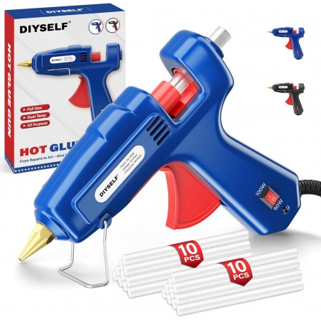 DIYSELF 60/100W Hot Glue Gun Kit with 20 Glue Sticks – Full Size, Quick Preheating, Craft & Repair Tool (IMPA 812732)