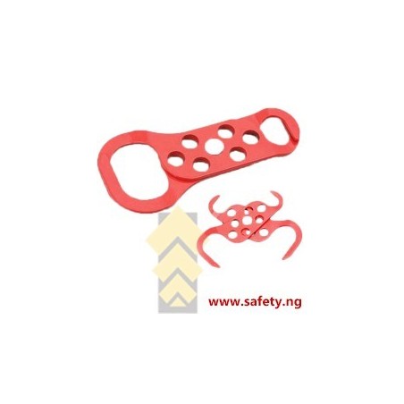 Red Powder - Coated Scissor Lockout scorpio Hasp - 6 Hole