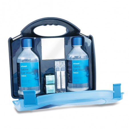 Reliance Saline Double Eye Wash Station in Blue Integral Aura Box