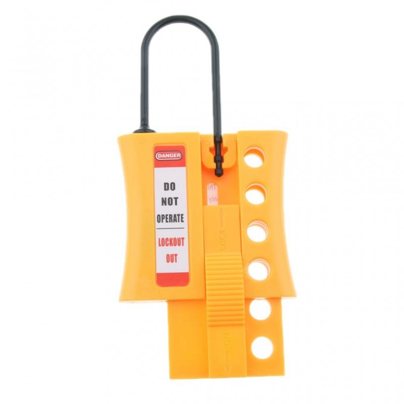 4-Hole Non Conductive Safety Dielectric Slider Fully Insulated Lockout Hasp, Spark-Proof Nylon Construction 4-Hole Non Conductive Safety Dielectric Slider Fully Insulated Lockout Hasp, Spark-Proof Nylon Construction