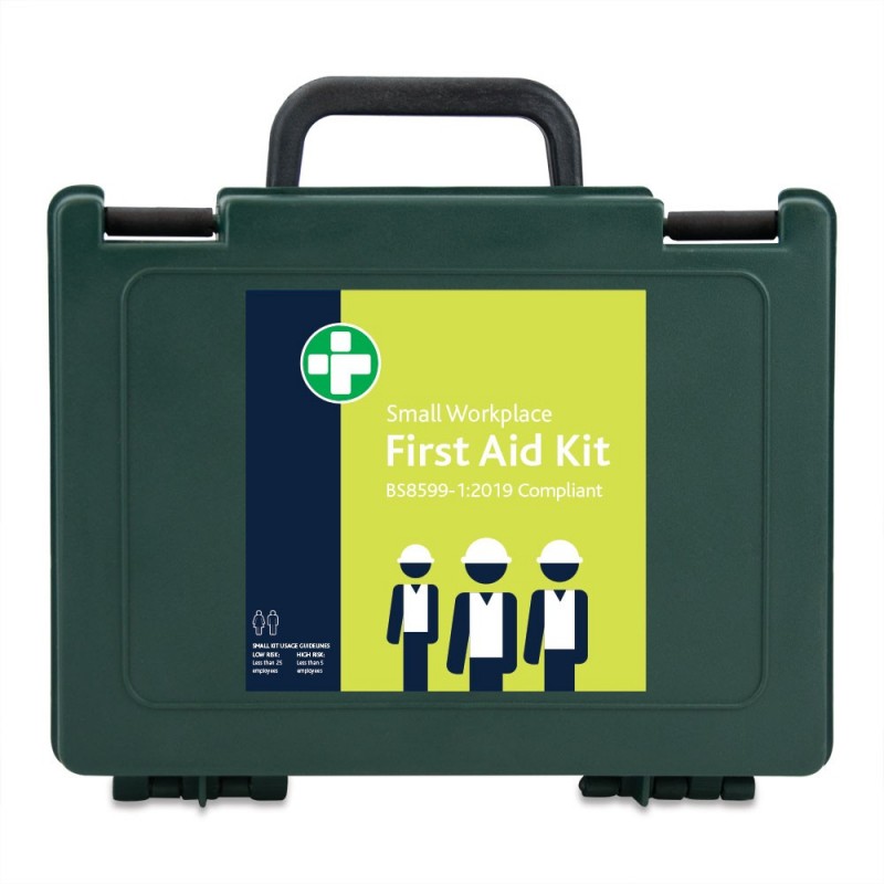 Reliance BS8599-1:2019 Small Workplace First Aid Kit in Green Durham Box – inc bracket