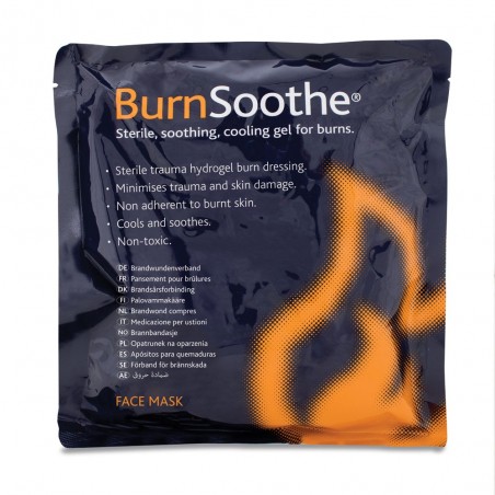 Reliance BurnSoothe Face Mask is emergency first aid burn dressing face mask, relieves pain, cools and comforts, helps prevent c