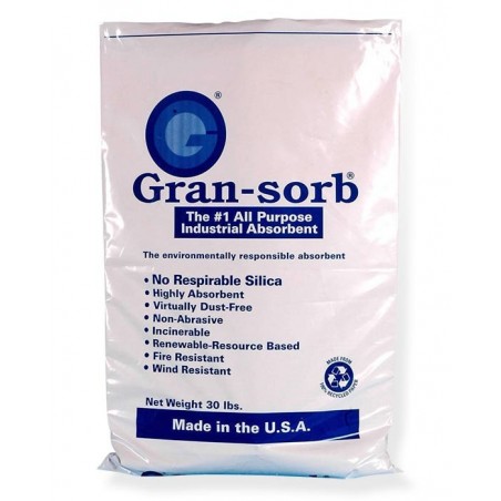 Gran-sorb absorbent is an all purpose loose granular industrial absorbent that works to help clean up spills and contaminant - S