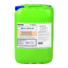 Metal Brite 25 ltr is a liquid detergent compound containing phosphoric acid and non-ionic surfactants, used for eliminating and