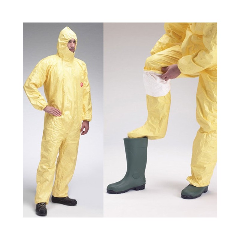 Dupont Tychem 2000 C CHA6 Yellow Chemical Coverall  with socks TCCHA5TYL16