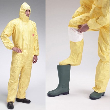 Dupont Tychem 2000 C CHA6 Yellow Chemical Coverall  with socks TCCHA5TYL16