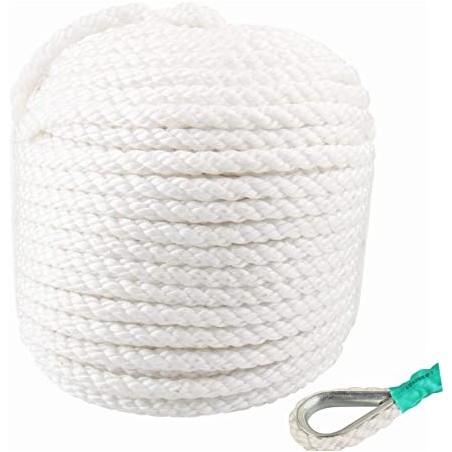 3 Strand Twisted Polypropylene Mooring Rope white