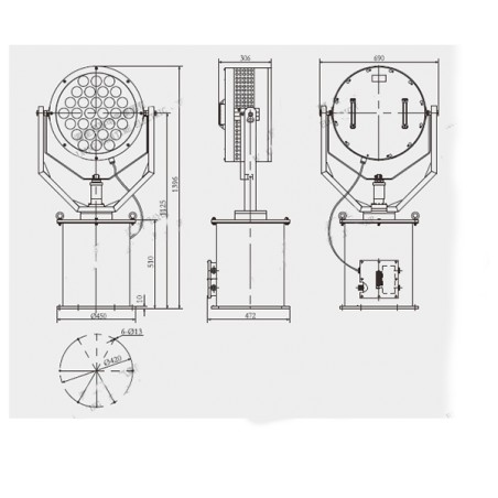 Marine Searchlight TZ2-A IP66, IMPA 370502