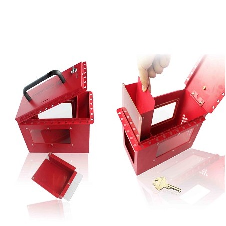 Portable Group Lock Box with Key & Side Window