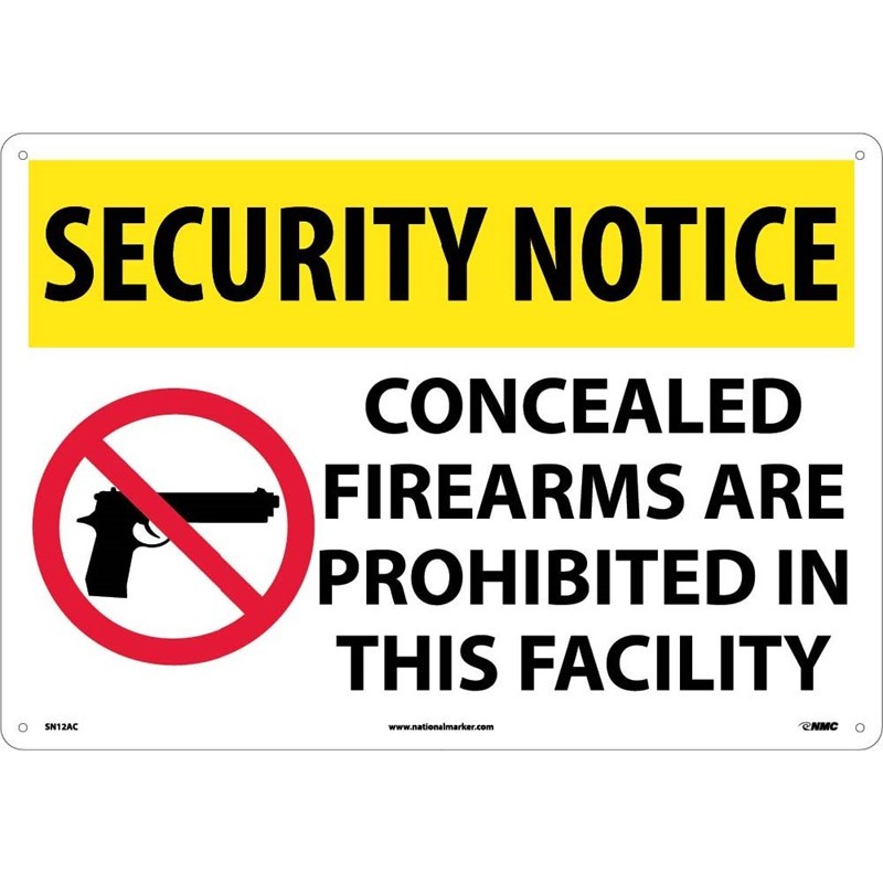 CONCEALED FIREARMS ARE PROHIBITED SIGN