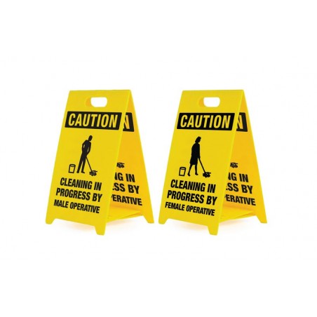 Wet floor signs and markings.