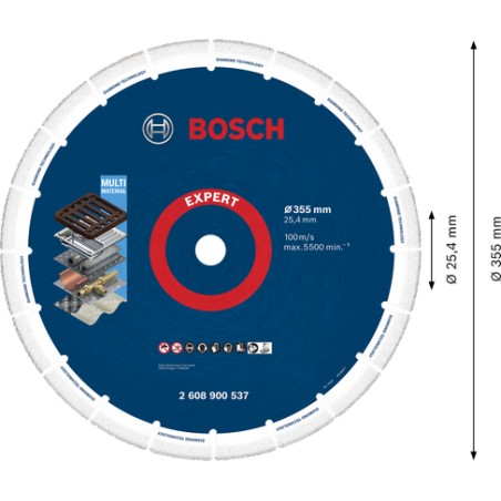 Bosch EXPERT Diamond Metal Wheel Cutting Disc – 355 x 25.4 mm (For Petrol Saws & Chop Saws)