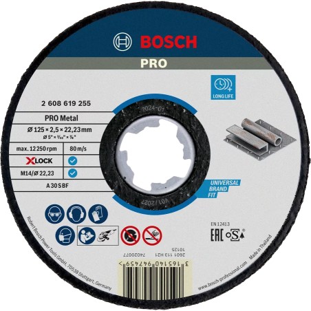 Bosch PRO Metal Bonded Cutting Disc – X-LOCK – 125 mm for Small Angle Grinders