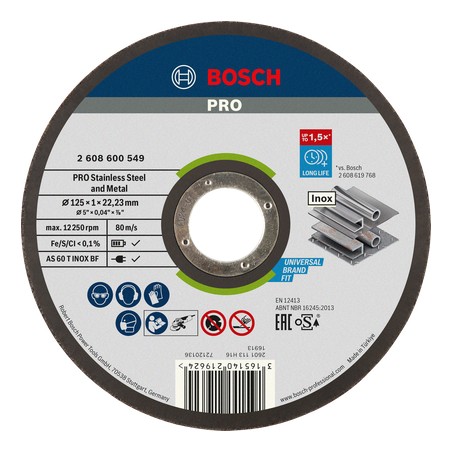 Bosch PRO Stainless Steel and Metal Bonded Cutting Disc – For Small Angle Grinders (Multiple Sizes)