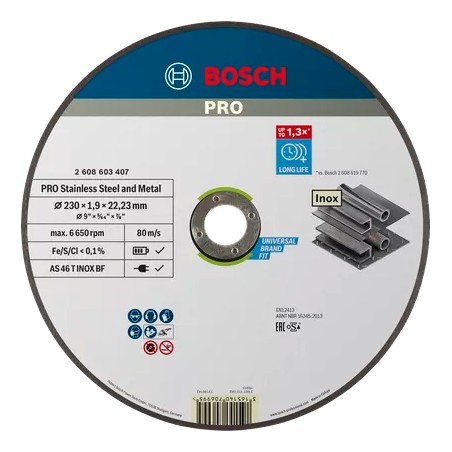 Bosch PRO Stainless Steel and Metal Bonded Cutting Disc – For Large Angle Grinders (Multiple Sizes)