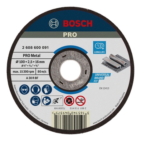 Bosch PRO Metal Bonded Cutting Disc – 100 x 2.5 x 16 mm