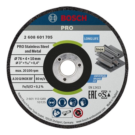 Bosch PRO Stainless Steel and Metal Bonded Grinding Disc – For Mini Angle Grinders